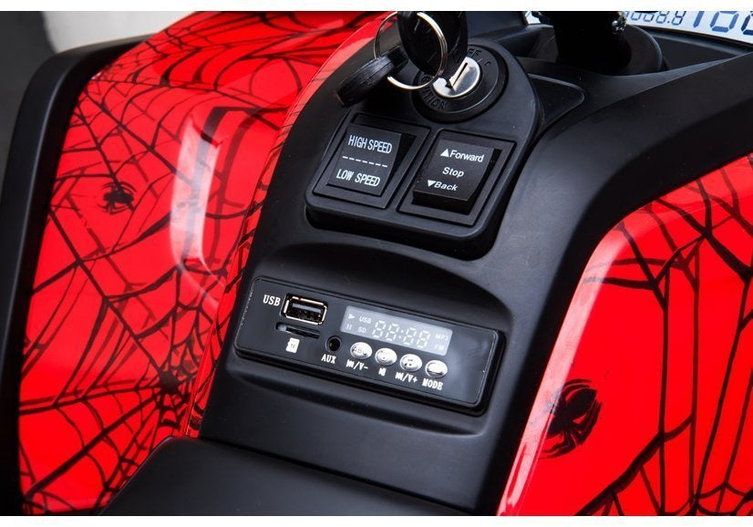Elektrinis keturratis XMX607 raudonas su „Spider“ grafika