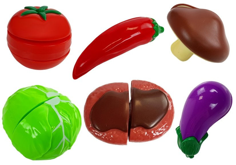 Rožinė virtuvė su vandens puodais, maisto produktais, garsais
