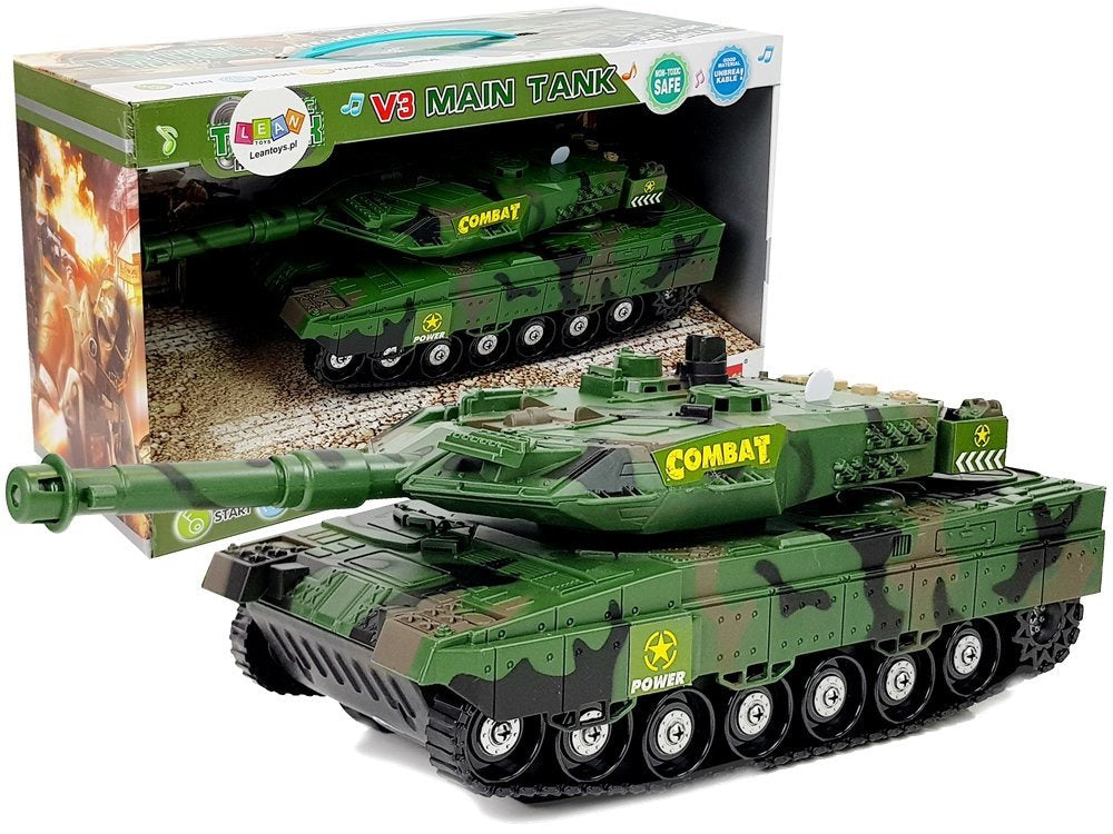 Baterinis armijos tankas su garso efektais (žalias, 27 cm)