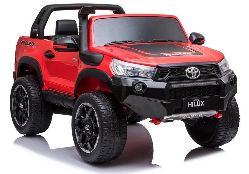 Elektrinis vaikiškas automobilis Toyota Hilux raudonas dažytas