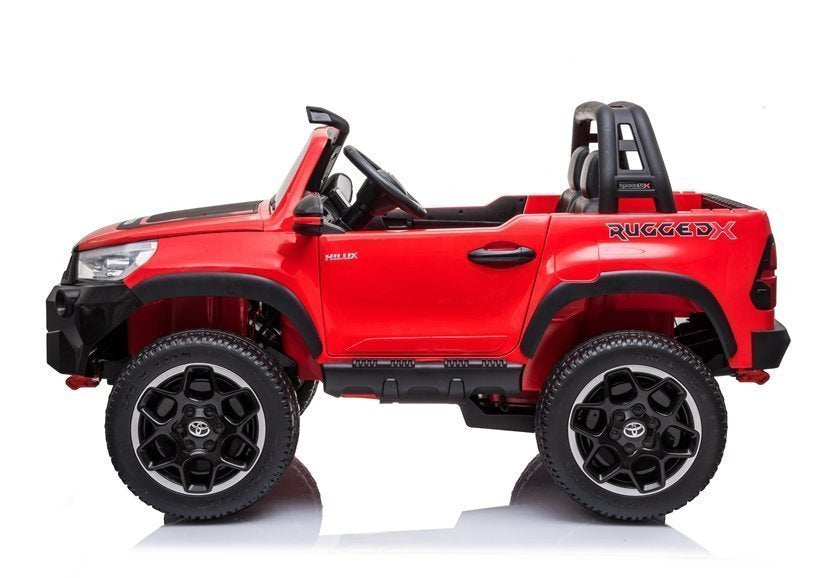 Elektrinis vaikiškas automobilis Toyota Hilux raudonas dažytas