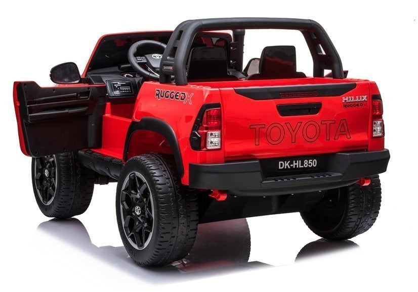 Elektrinis vaikiškas automobilis Toyota Hilux raudonas dažytas