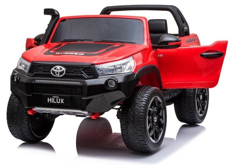 Elektrinis vaikiškas automobilis Toyota Hilux raudonas dažytas