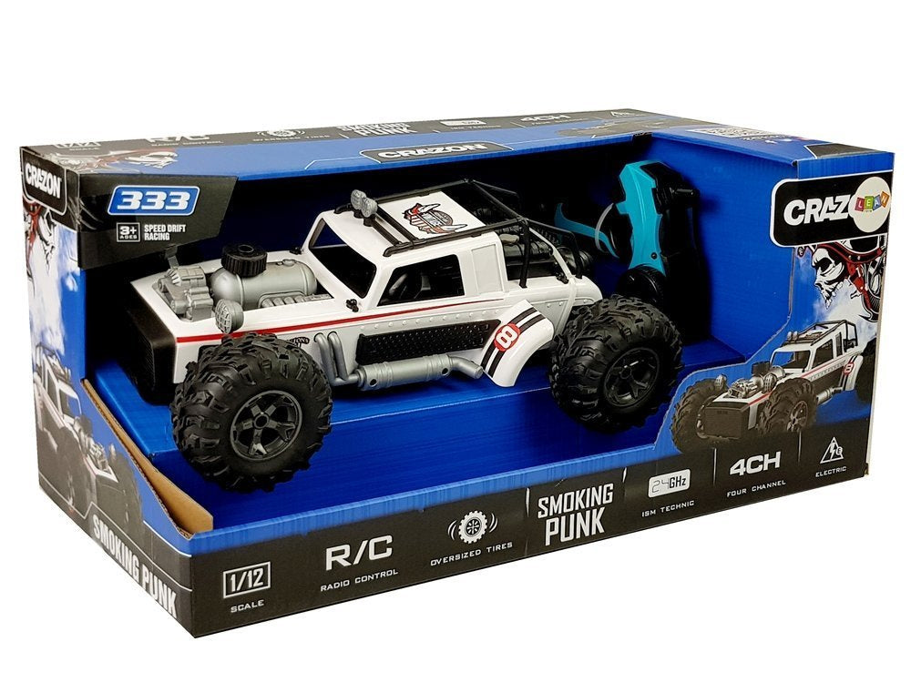 Nuotoliniu būdu valdomas buggy 1:12 2.4G baltas, 20 km/h, su garais