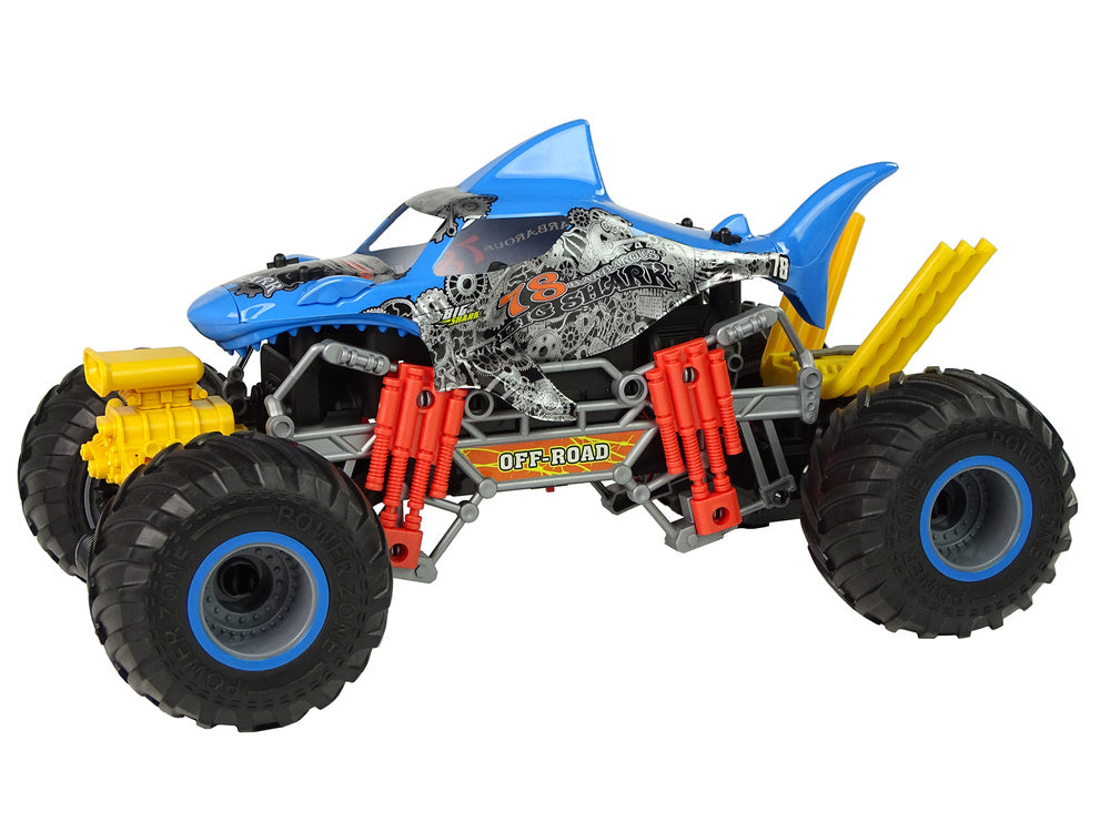 Nuotoliniu būdu valdomas visureigis „Shark“ 1:10 2.4G mėlynas, 15 km/h, su garais