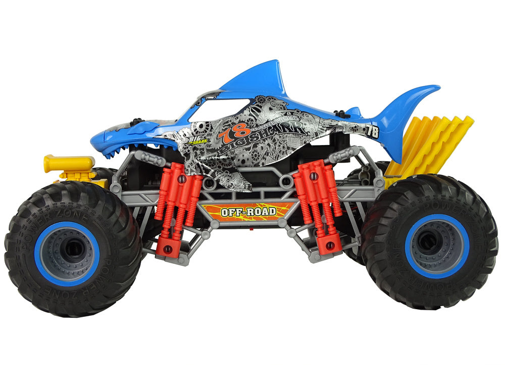 Nuotoliniu būdu valdomas visureigis „Shark“ 1:10 2.4G mėlynas, 15 km/h, su garais