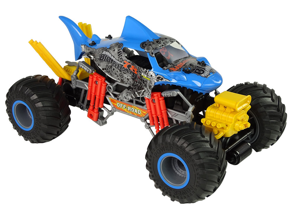 Nuotoliniu būdu valdomas visureigis „Shark“ 1:10 2.4G mėlynas, 15 km/h, su garais