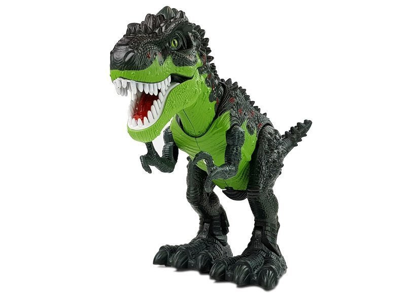 Baterinis dinozauras, dedantis kiaušinius, su garais, šviesa ir garsu (žalias)
