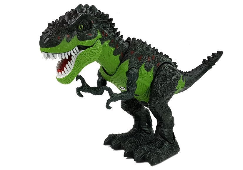 Baterinis dinozauras, dedantis kiaušinius, su garais, šviesa ir garsu (žalias)
