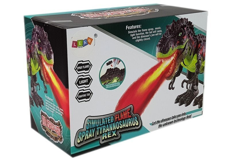 Baterinis dinozauras, dedantis kiaušinius, su garais, šviesa ir garsu (žalias)