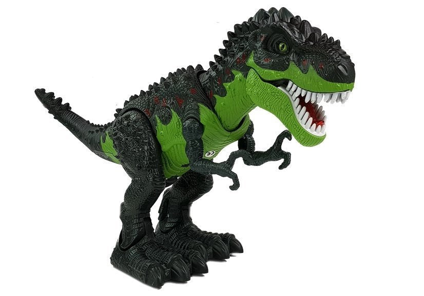 Baterinis dinozauras, dedantis kiaušinius, su garais, šviesa ir garsu (žalias)