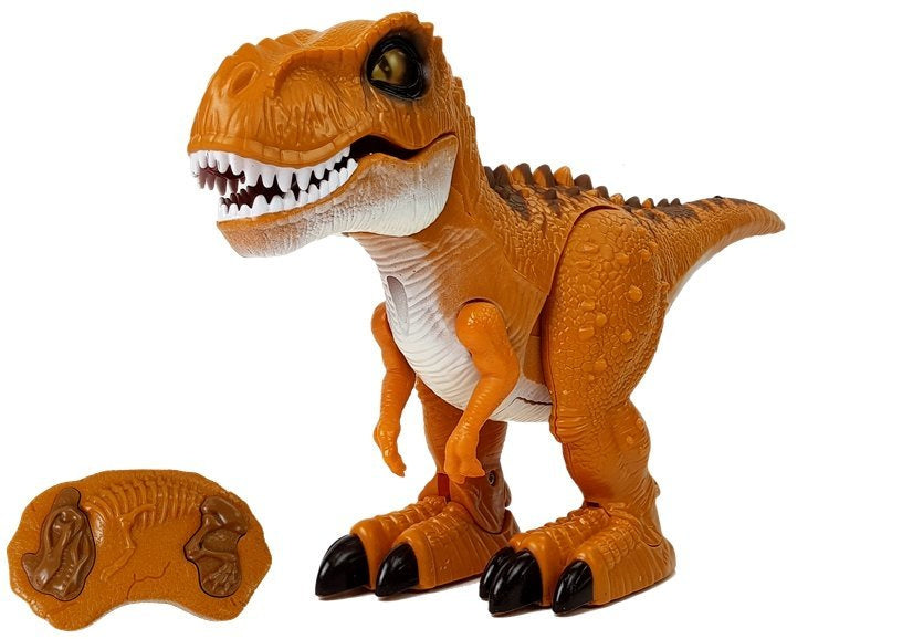 Nuotoliniu būdu valdomas dinozauras R/C bronzinis su šviesomis ir garsu