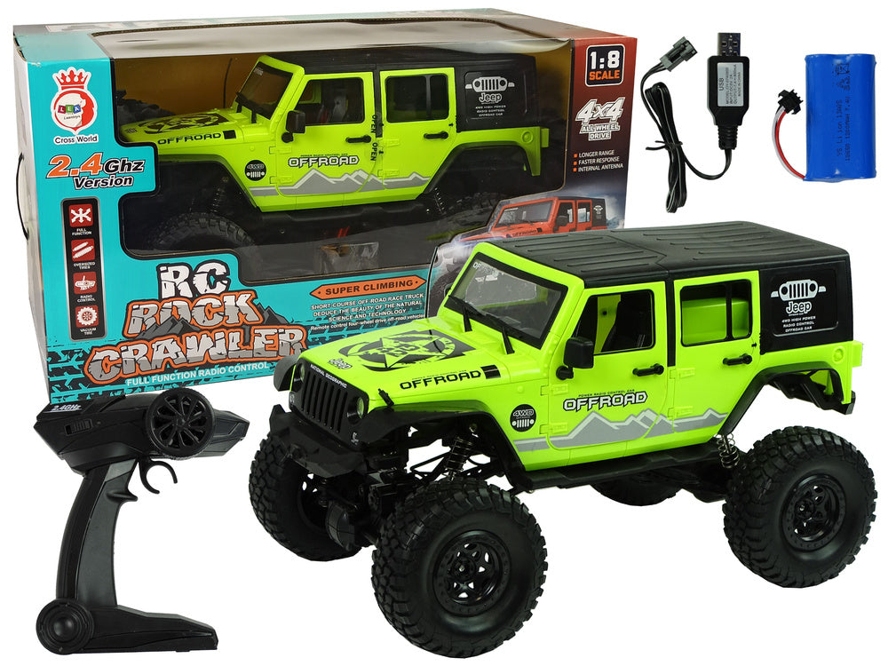 Rock Crawler 2.4 GHz žalias 4x4 su amortizatoriais