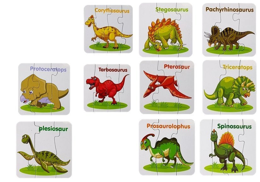 Edukacinė dėlionė „Dinozaurai anglų kalba“ – 10 jungčių