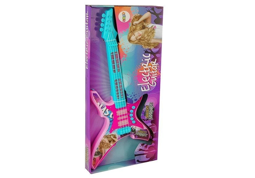 Elektrinė gitara su šviesomis ir garsais, rožinė, 62 cm