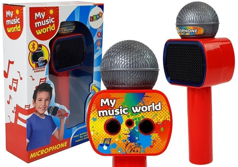 Vaikiškas belaidis karaoke mikrofonas su Bluetooth garsiakalbiu, raudonas