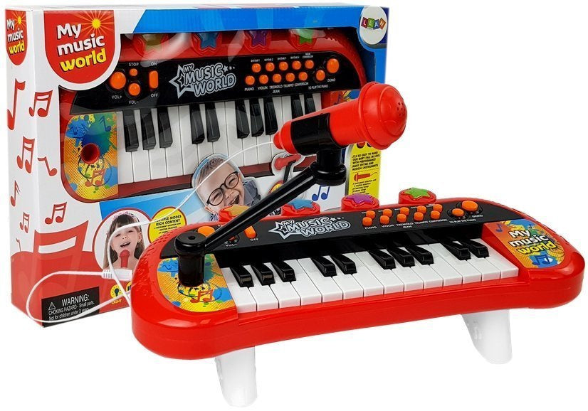 Elektroninis pianinas, 24 klavišai, USB, mikrofonas, raudonas