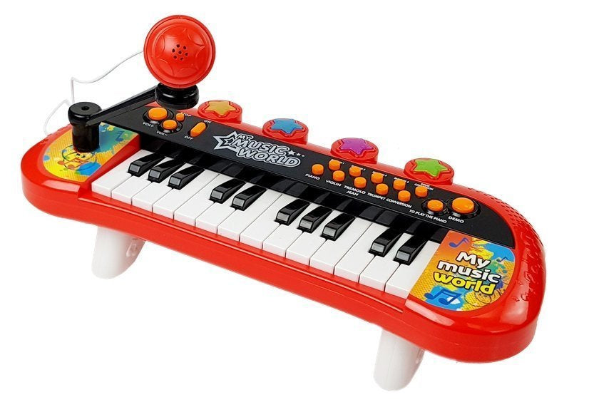 Elektroninis pianinas, 24 klavišai, USB, mikrofonas, raudonas