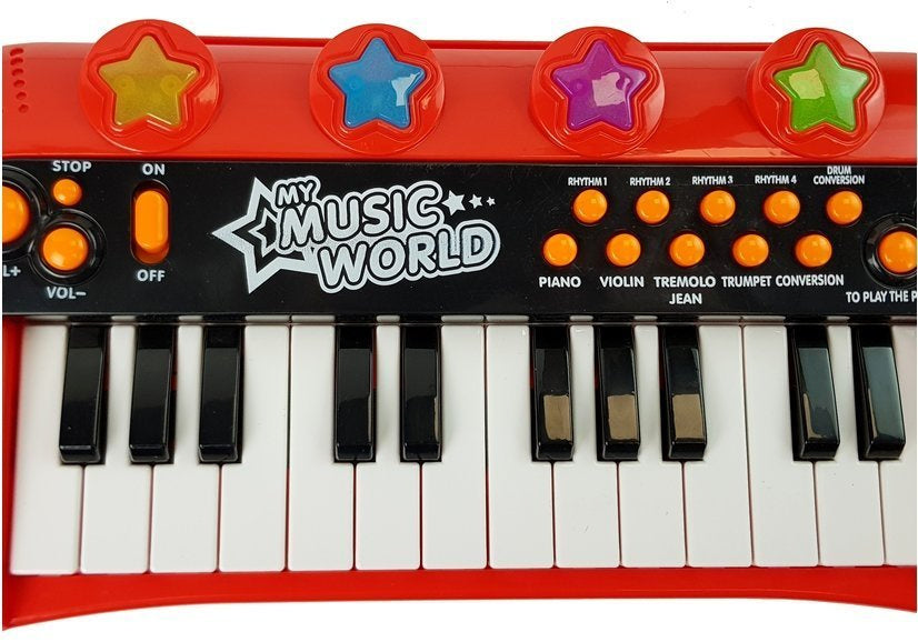 Elektroninis pianinas, 24 klavišai, USB, mikrofonas, raudonas