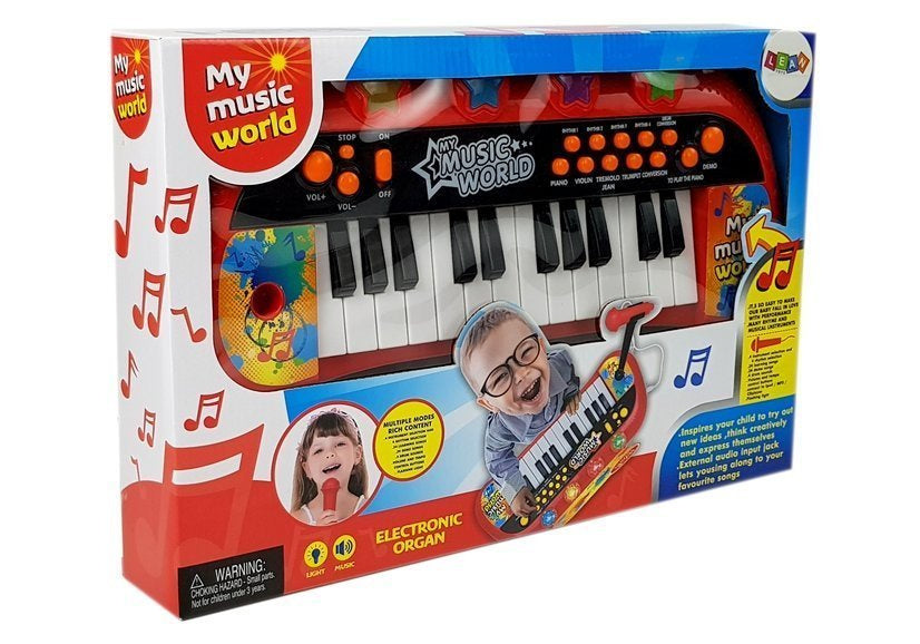 Elektroninis pianinas, 24 klavišai, USB, mikrofonas, raudonas