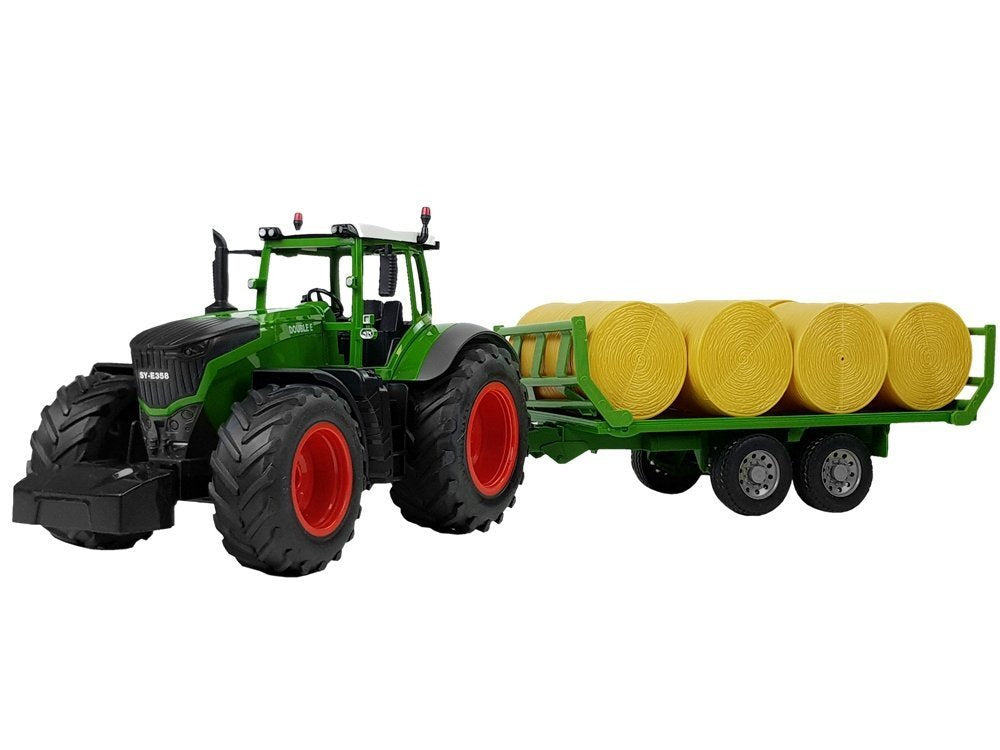Didelis traktorius su priekaba 80 cm, šieno rulonai, nuotoliniu būdu valdomas 2.4G