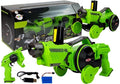 Gun Launcher Car 2 in 1 2 viename automobilis su šaudymo funkcija, nuotoliniu būdu valdomas, su putplasčio diskais, žalias