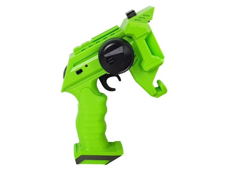 Gun Launcher Car 2 in 1 2 viename automobilis su šaudymo funkcija, nuotoliniu būdu valdomas, su putplasčio diskais, žalias