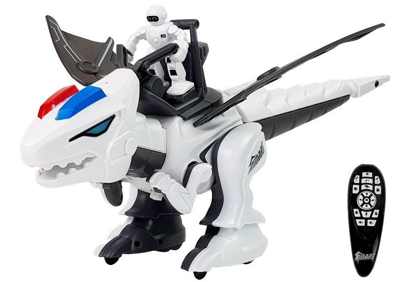Interaktyvus robotas dinozauras tiranozauras su nuotoliniu valdymu K18, programuojamas, baltas