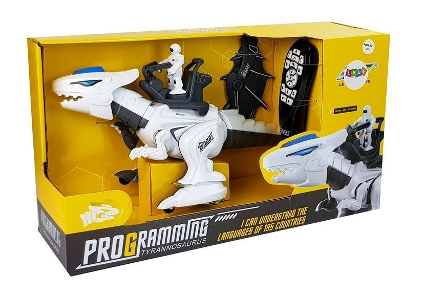 Interaktyvus robotas dinozauras tiranozauras su nuotoliniu valdymu K18, programuojamas, baltas