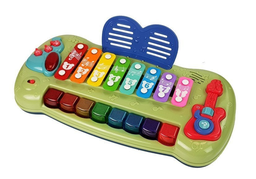 Kūdikio pianinas su cimbolais, apšviečiamais klavišais ir muzika