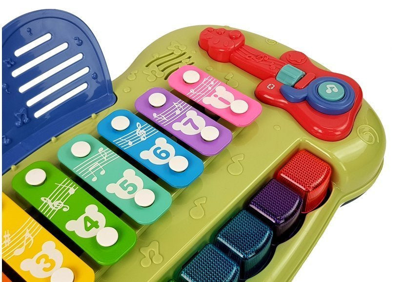 Kūdikio pianinas su cimbolais, apšviečiamais klavišais ir muzika