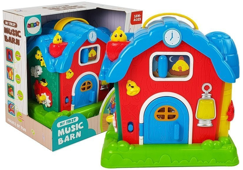 Muzikinis tvartas su gyvūnais, fermos garsais ir muzika, raudonas