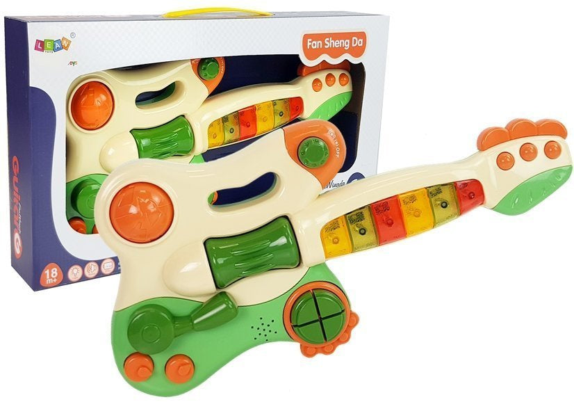 Interaktyvus kūdikio pianinas-gitara su garsais ir šviesomis, žalias