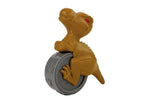 Plastilino staliukas „ramunė“ su dinozaurais, kiaušiniais, formelėmis ir ugnikalniu su šviečiančia lava, 4 spalvos