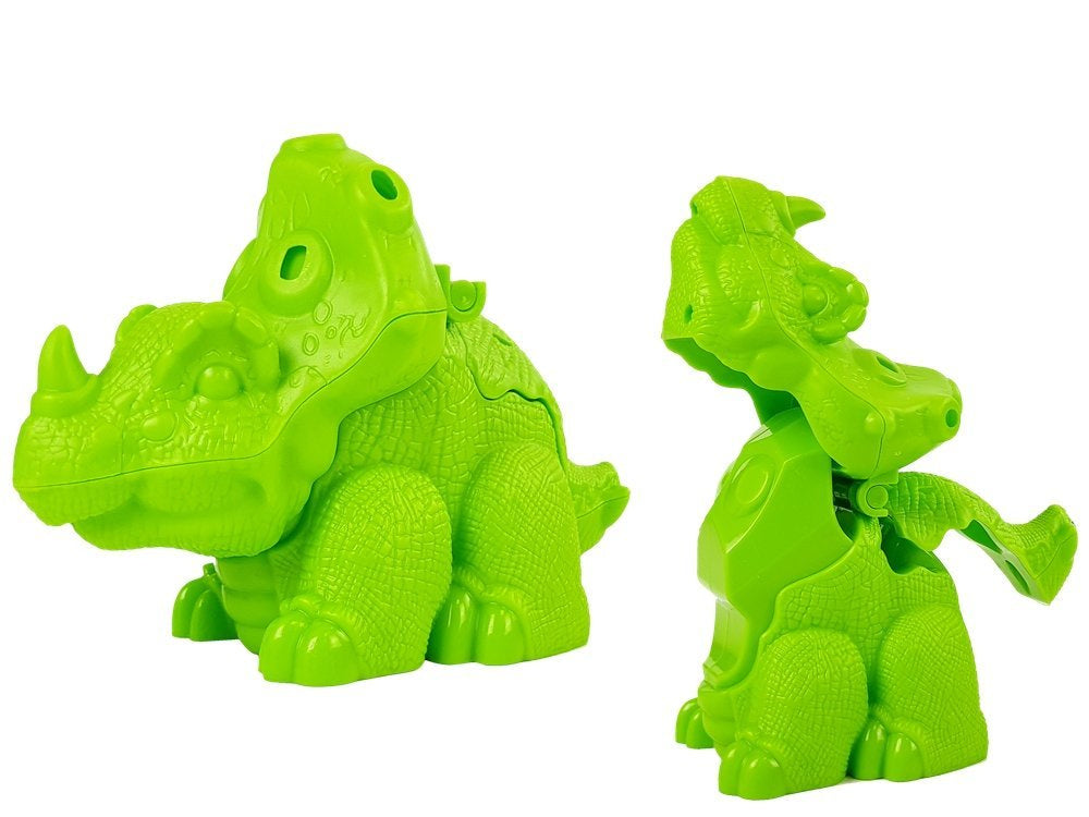 Plastilino staliukas „ramunė“ su dinozaurais, kiaušiniais, formelėmis ir ugnikalniu su šviečiančia lava, 4 spalvos