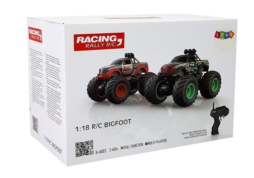 Bekelės automobilis Bigfoot su dideliais ratais, nuotoliniu būdu valdomas 2.4G 1:18, geltonas