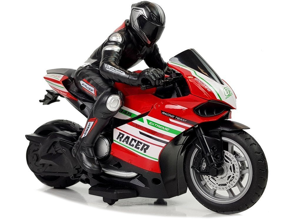 Sportinis motociklas 2.4G, nuotoliniu būdu valdomas, nuotolis 35 m, raudonas