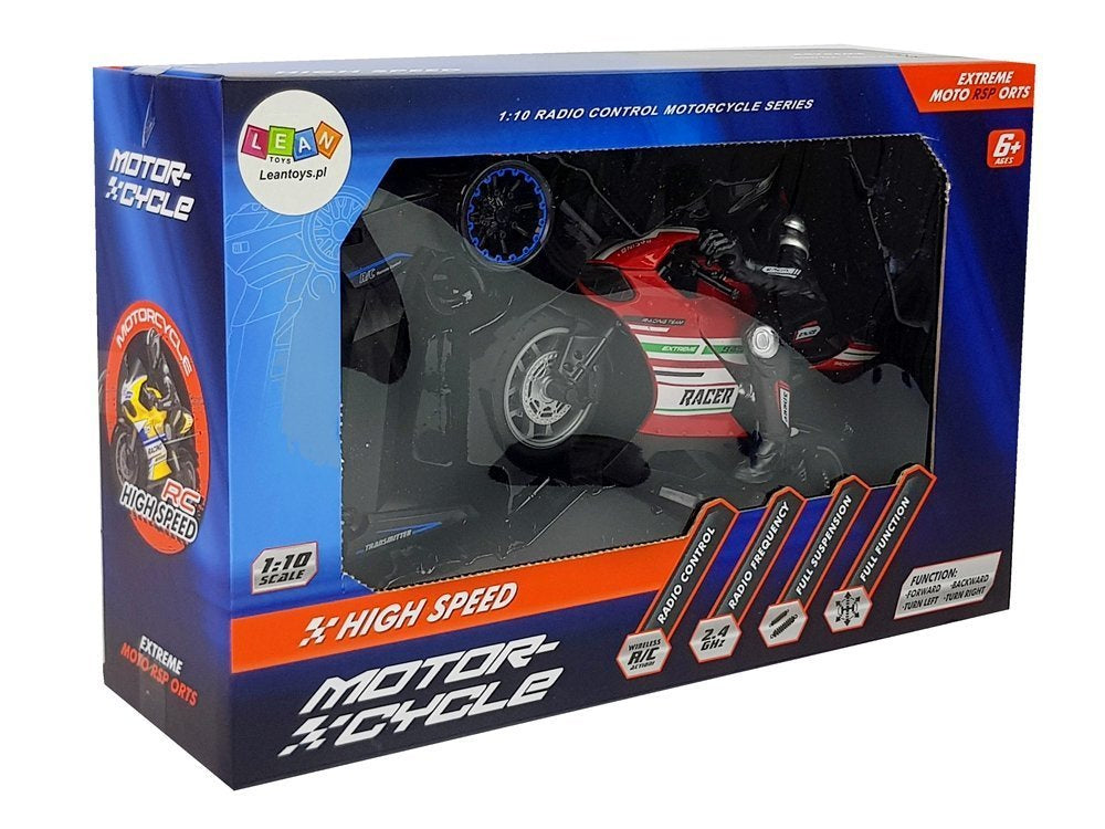Sportinis motociklas 2.4G, nuotoliniu būdu valdomas, nuotolis 35 m, raudonas