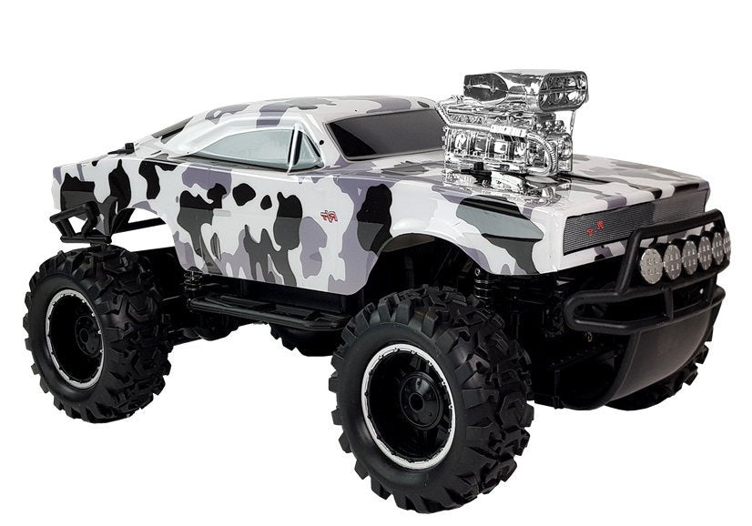 Nuotoliniu būdu valdomas 2.4G 4x4 visureigis, baltas ir juodas kamufliažas