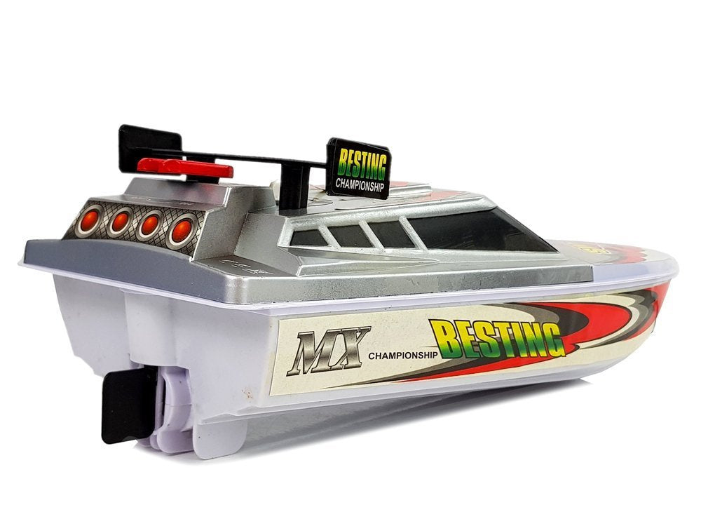 Silver Battery Boat Sidabrinė motorinė valtis su lipdukais, 4 kryptys, 40 cmStickers 4 Directions 40 cm