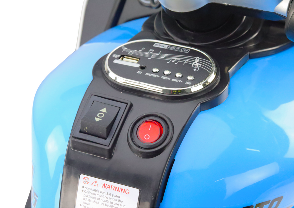 Elektrinis vaikiškas motociklas, mėlynas