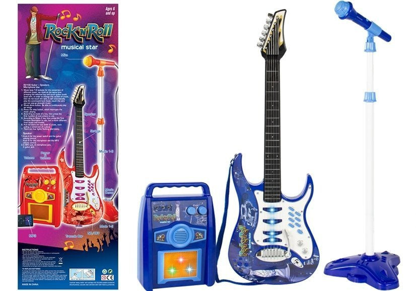 Vaikiška gitaros kolonėlė su mikrofonu ir MP3 įvestimi