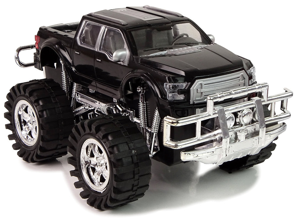 Transporto priemonių rinkinys: juodas monster truck ir balta priekaba, 58 cm
