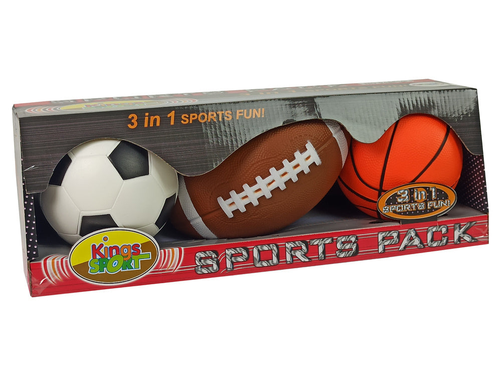 Minkštų sportinių kamuolių rinkinys 3in1: futbolas, krepšinis