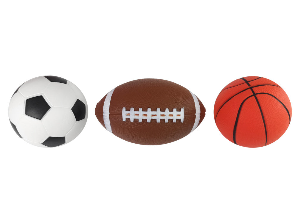 Minkštų sportinių kamuolių rinkinys 3in1: futbolas, krepšinis