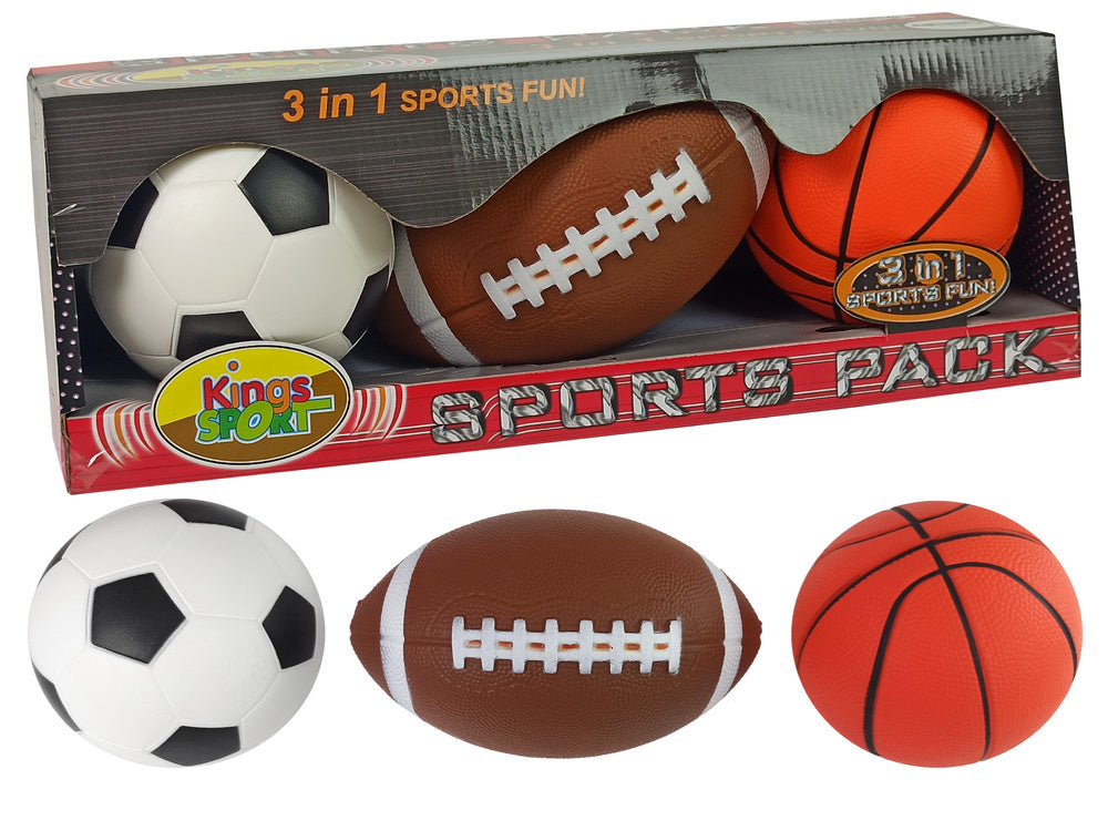 Minkštų sportinių kamuolių rinkinys 3in1: futbolas, krepšinis