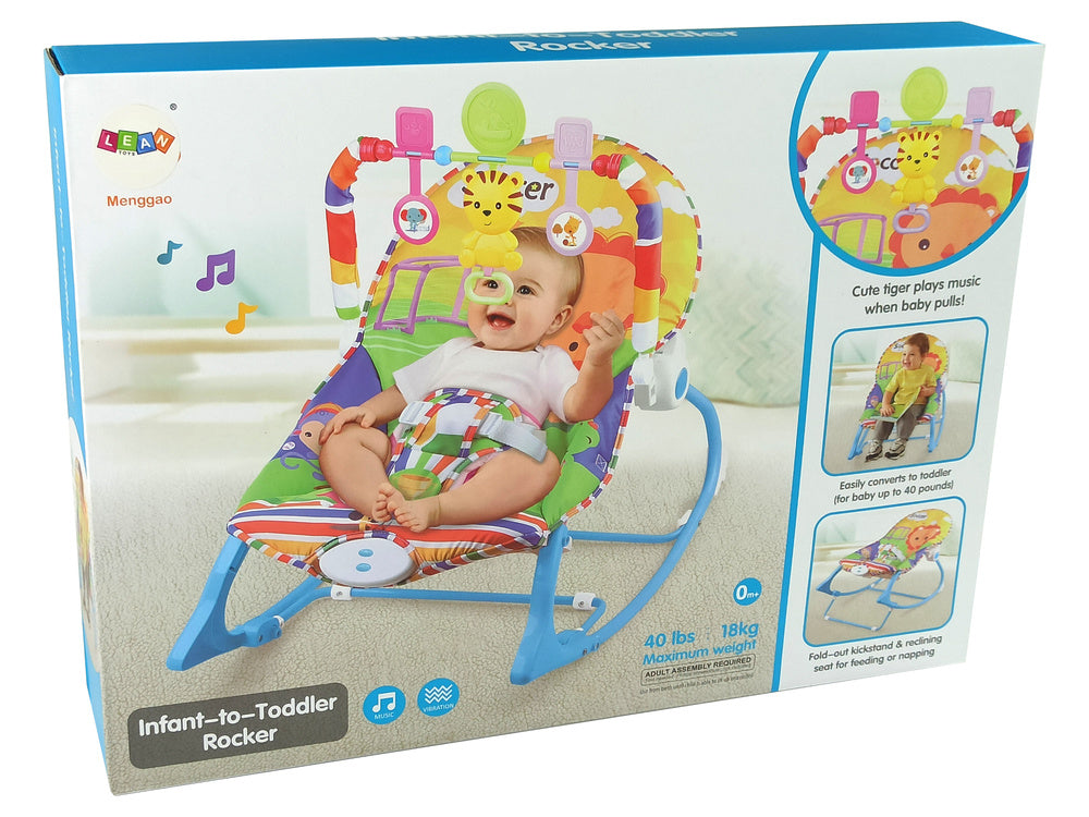 Supamas krėslas 2in1 „tigras“, mėlynas, su garsais ir vibracija