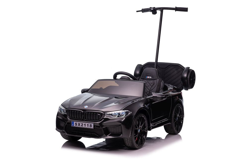 Elektrinis važiuojamas automobilis BMW M5 su tėvų valdymo platforma, juodas, lakuotas