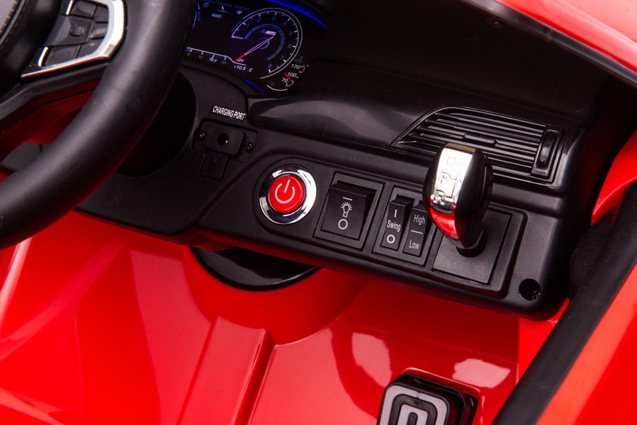 Elektrinis važiuojamas automobilis BMW M5 su tėvų valdymo platforma, raudonas, lakuotas