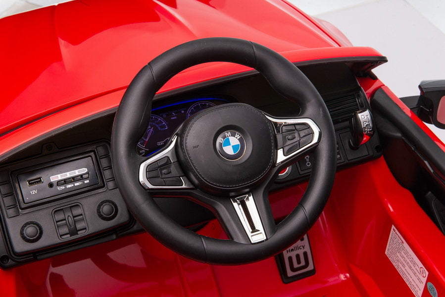Elektrinis važiuojamas automobilis BMW M5 su tėvų valdymo platforma, raudonas, lakuotas